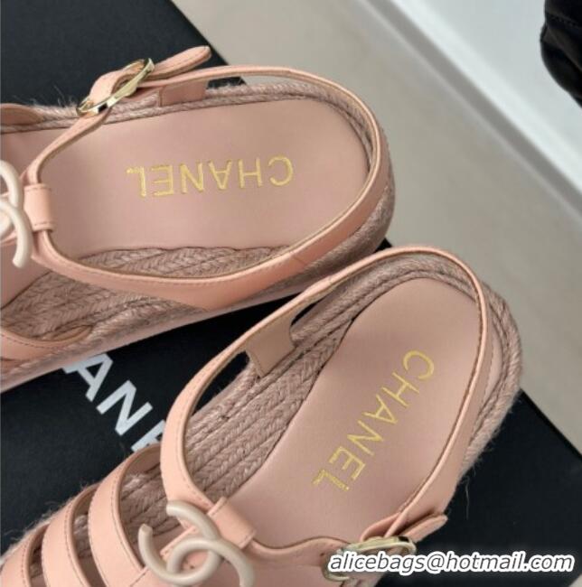 Best Price Chanel Lambskin Strap Flat Sandals Pink 126116