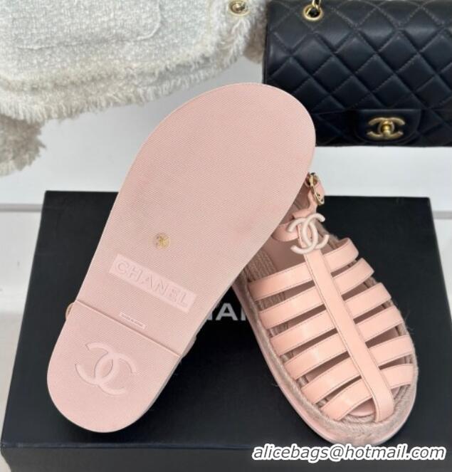 Best Price Chanel Lambskin Strap Flat Sandals Pink 126116