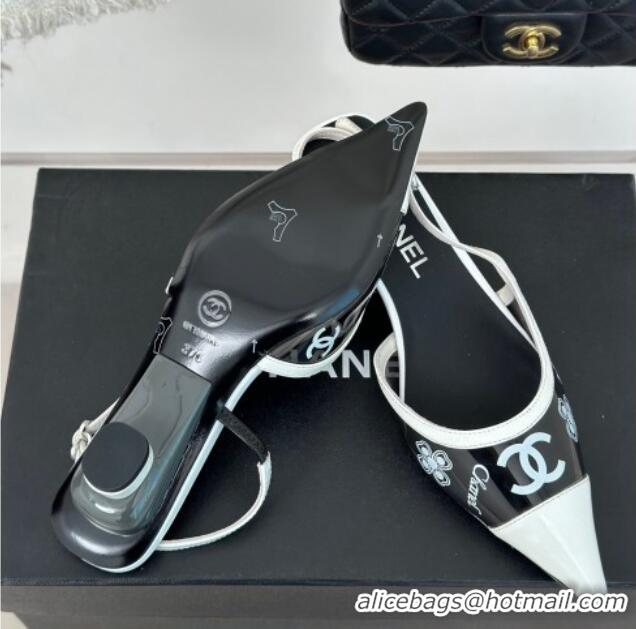 Popular Style Chanel Logo Printed PVC Heel Sandals Black 126126