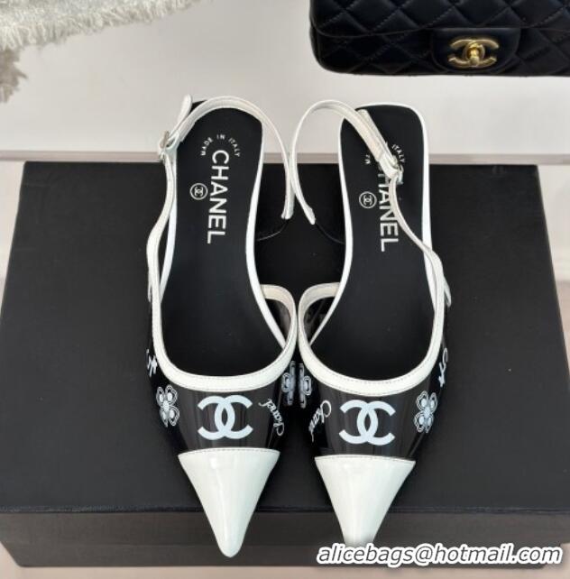 Popular Style Chanel Logo Printed PVC Heel Sandals Black 126126