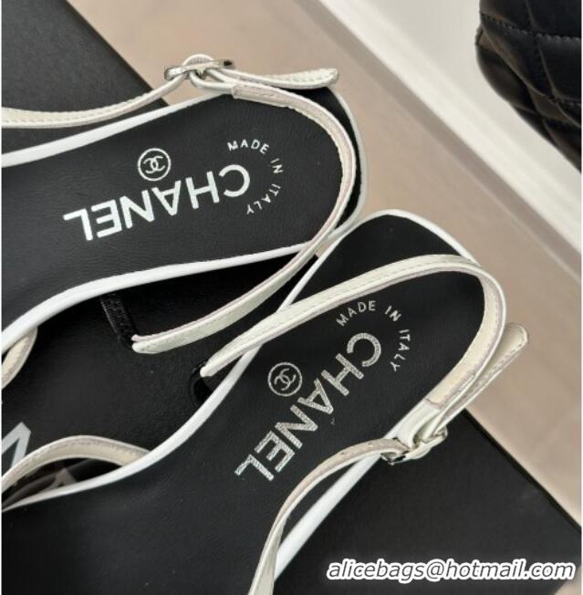 Popular Style Chanel Logo Printed PVC Heel Sandals Black 126126