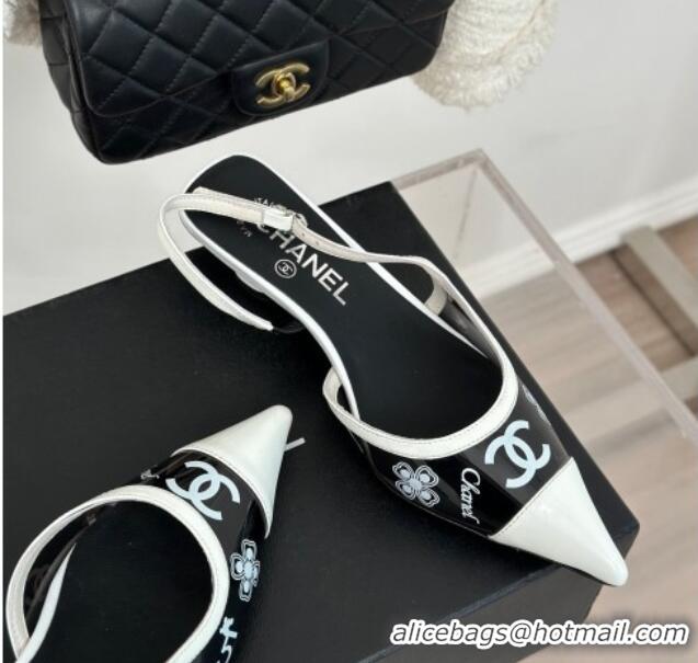 Popular Style Chanel Logo Printed PVC Heel Sandals Black 126126