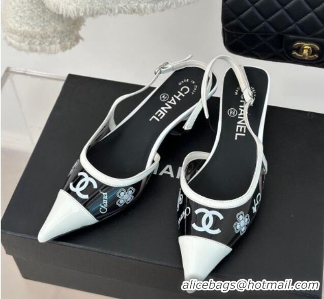 Popular Style Chanel Logo Printed PVC Heel Sandals Black 126126