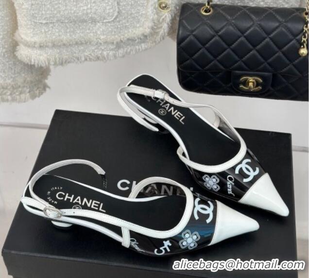 Popular Style Chanel Logo Printed PVC Heel Sandals Black 126126