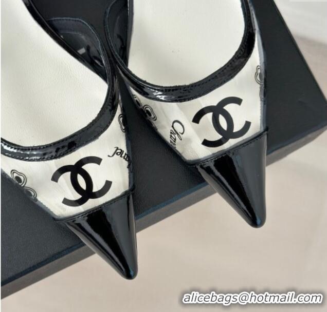 Top Design Chanel Logo Printed PVC Heel Sandals White 0126127