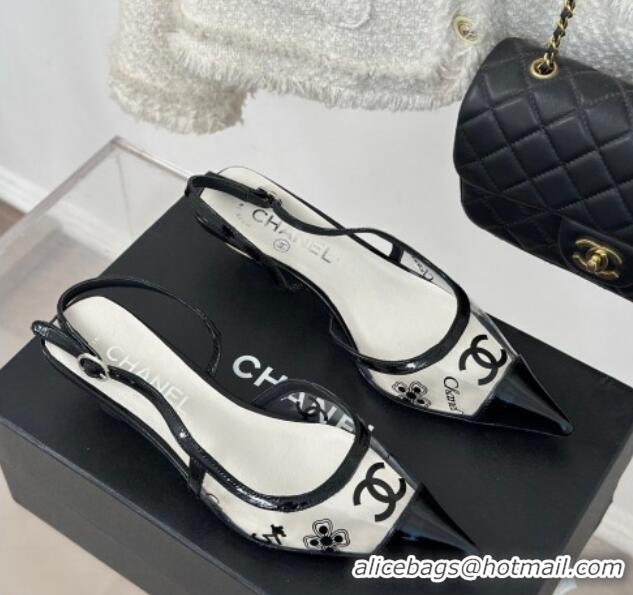 Top Design Chanel Logo Printed PVC Heel Sandals White 0126127