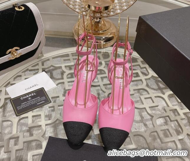 Top Grade Chanel Lambskin Slingback Pumps 5cm Pink 0126132