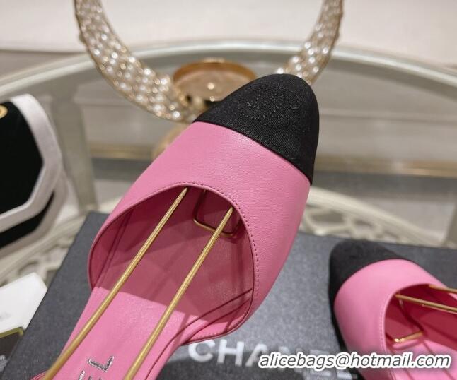 Top Grade Chanel Lambskin Slingback Pumps 5cm Pink 0126132