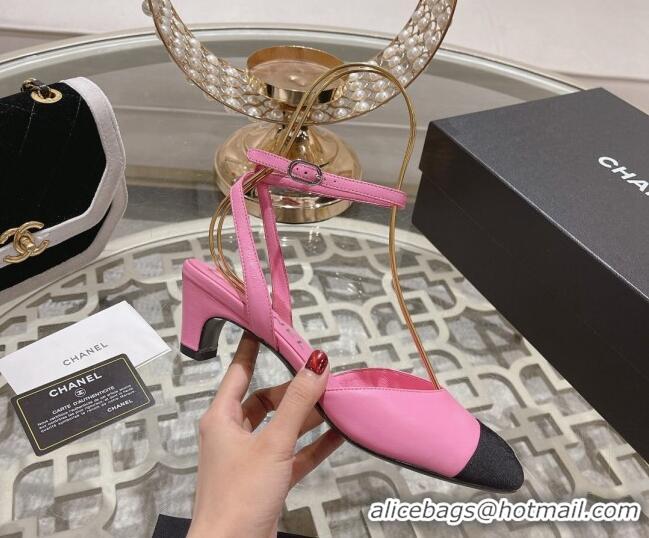 Top Grade Chanel Lambskin Slingback Pumps 5cm Pink 0126132