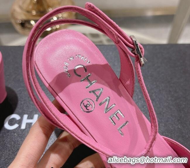 Top Grade Chanel Lambskin Slingback Pumps 5cm Pink 0126132