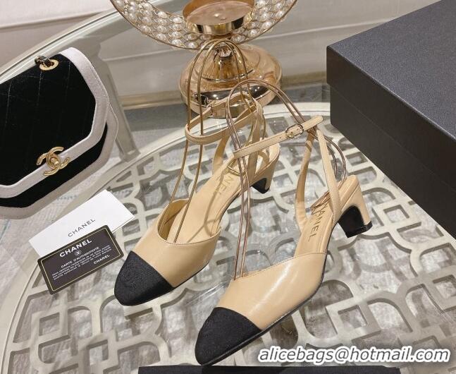 Good Looking Chanel Lambskin Slingback Pumps 5cm G45370 Beige 0126133