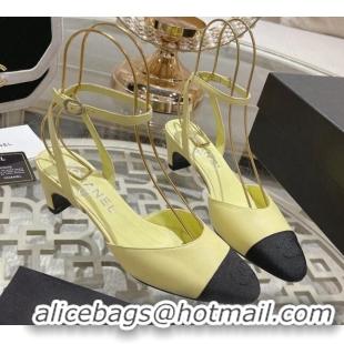 Good Quality Chanel Lambskin Slingback Pumps 5cm G45370 Yellow 126134