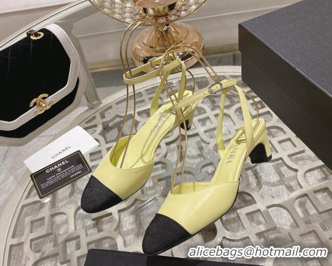 Good Quality Chanel Lambskin Slingback Pumps 5cm G45370 Yellow 126134