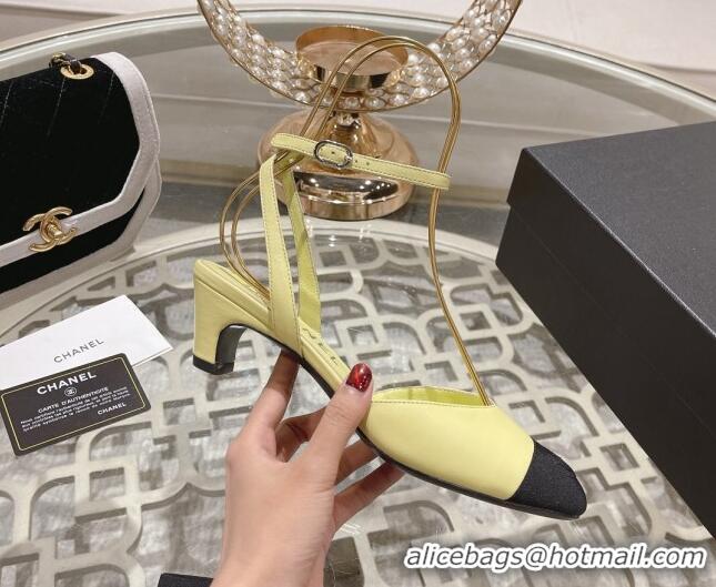 Good Quality Chanel Lambskin Slingback Pumps 5cm G45370 Yellow 126134