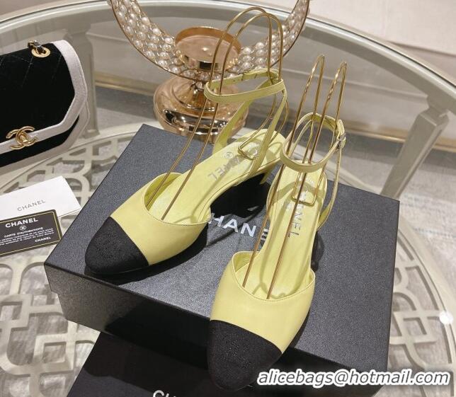 Good Quality Chanel Lambskin Slingback Pumps 5cm G45370 Yellow 126134