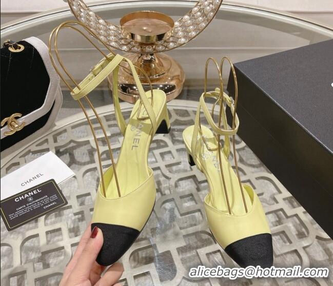 Good Quality Chanel Lambskin Slingback Pumps 5cm G45370 Yellow 126134