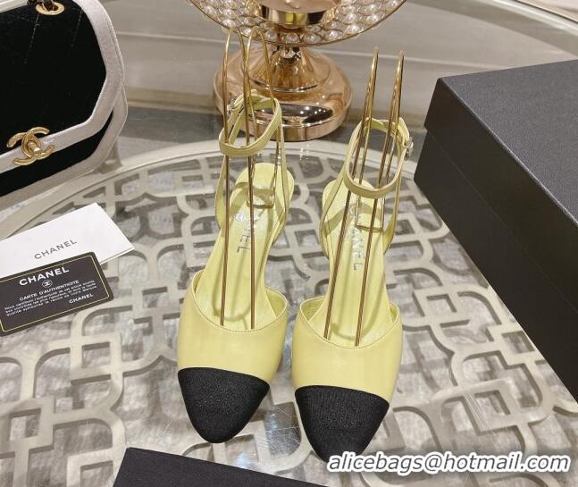 Good Quality Chanel Lambskin Slingback Pumps 5cm G45370 Yellow 126134