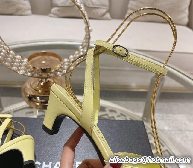 Good Quality Chanel Lambskin Slingback Pumps 5cm G45370 Yellow 126134