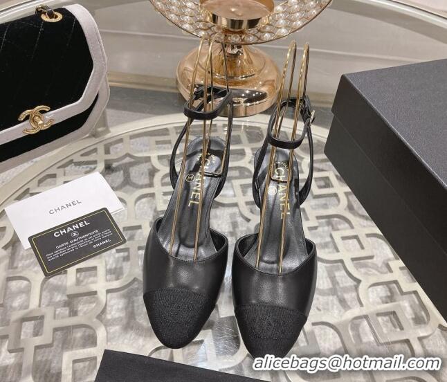 Sumptuous Chanel Lambskin Slingback Pumps 5cm G45370 Black 0126135