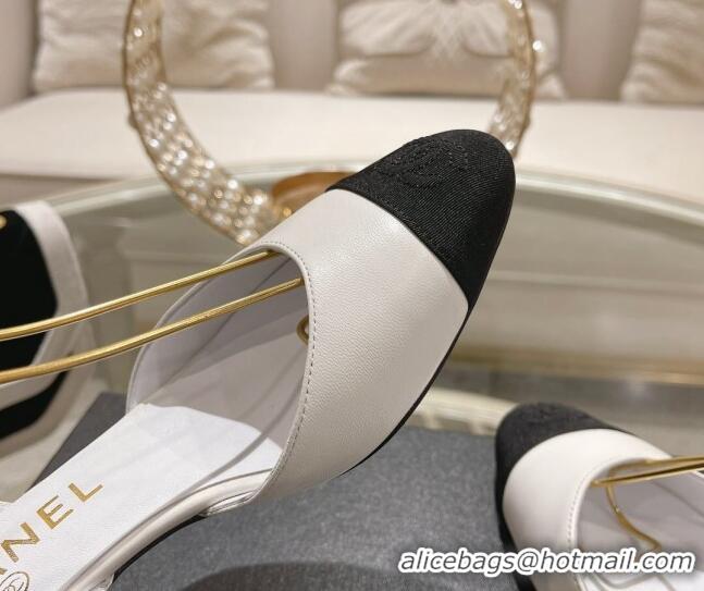 Unique Style Chanel Lambskin Slingback Pumps 5cm G45370 White 126136