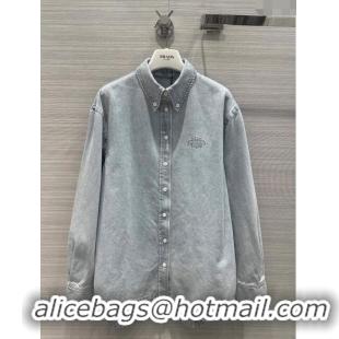 Buy Inexpensive Prada Denim Shirt P031119 Blue 2024