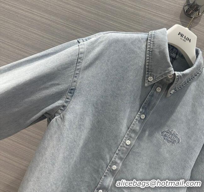 Buy Inexpensive Prada Denim Shirt P031119 Blue 2024