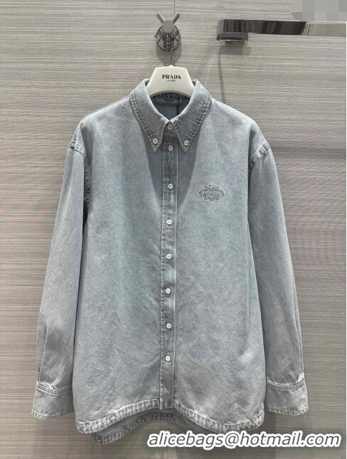 Buy Inexpensive Prada Denim Shirt P031119 Blue 2024