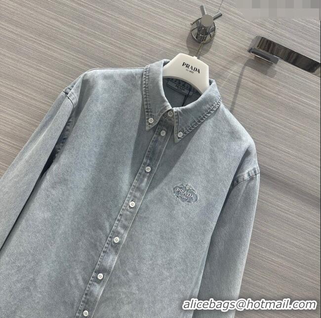 Buy Inexpensive Prada Denim Shirt P031119 Blue 2024