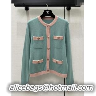 Cheap Design Chanel Cashmere Cardigan CH113017 Green 2023