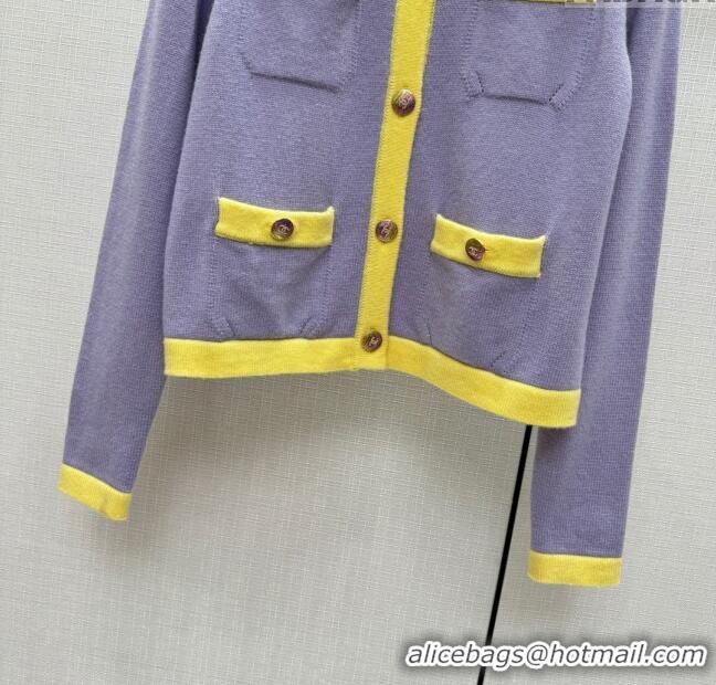 Low Price Chanel Cashmere Cardigan CH113018 Purple 2023