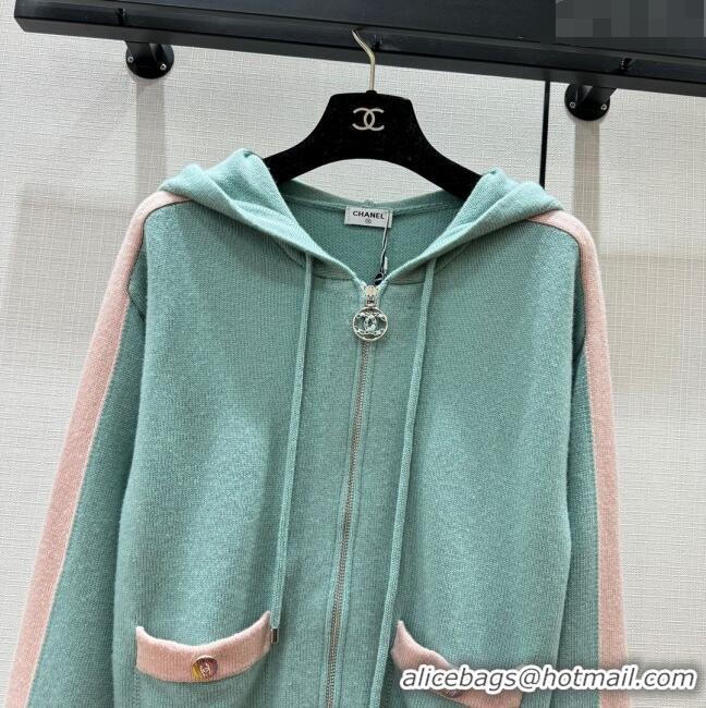 Most Popular Chanel Cashmere Zipped Cardgian CH113024 Green 2023