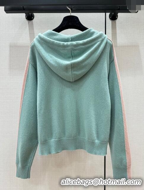 Most Popular Chanel Cashmere Zipped Cardgian CH113024 Green 2023