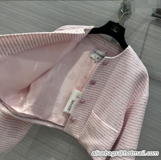 Best Luxury Chanel Tweed Jacket CH122011 Light Pink 2023