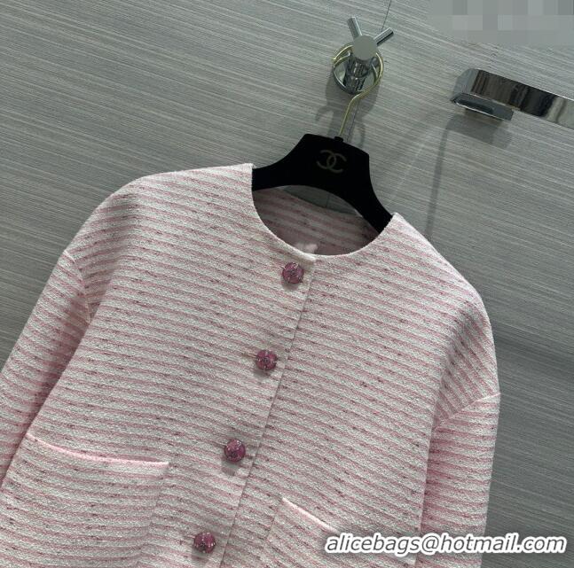 Best Luxury Chanel Tweed Jacket CH122011 Light Pink 2023