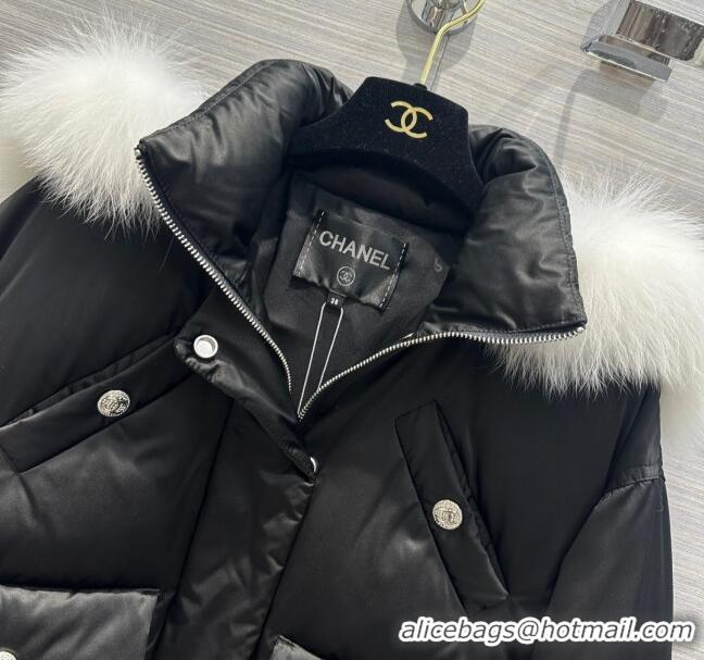 Top Quality Chanel CoCo Neige Down Jacket with Fox Fur CH122019 Black 2023