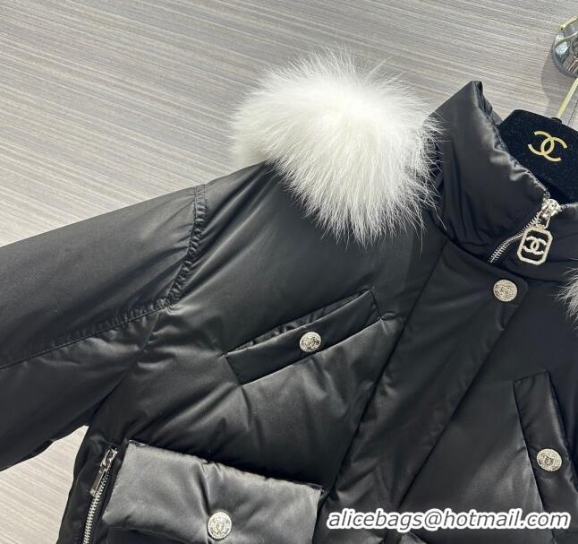 Top Quality Chanel CoCo Neige Down Jacket with Fox Fur CH122019 Black 2023