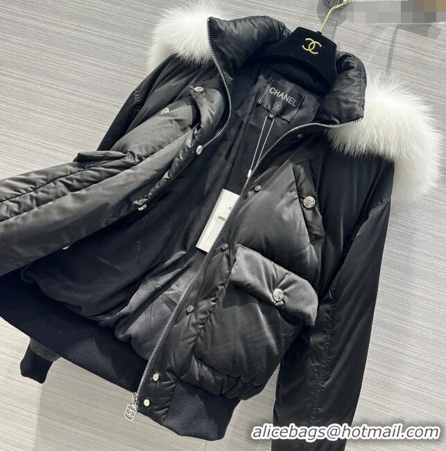 Top Quality Chanel CoCo Neige Down Jacket with Fox Fur CH122019 Black 2023