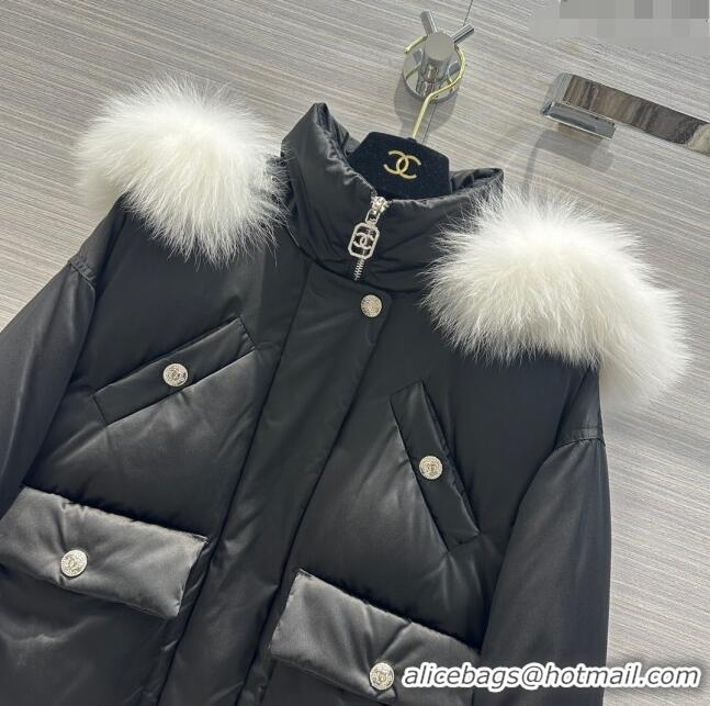 Top Quality Chanel CoCo Neige Down Jacket with Fox Fur CH122019 Black 2023