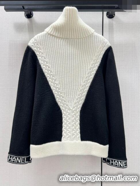 Reasonable Price Chanel Cashmere & Wool Zipped Cardigan CH122534 White/Black 2023