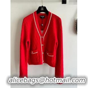 ​Top Design Chanel Cashmere Cardigan CH11005 Red 2024