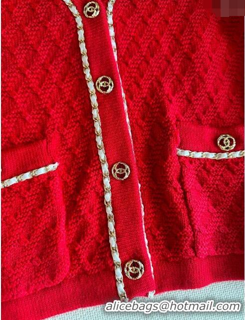 ​Top Design Chanel Cashmere Cardigan CH11005 Red 2024