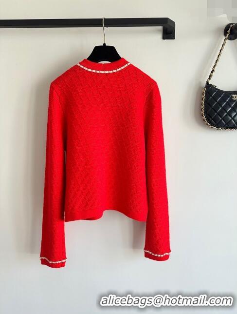 ​Top Design Chanel Cashmere Cardigan CH11005 Red 2024