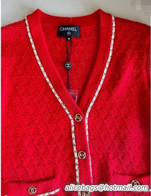 ​Top Design Chanel Cashmere Cardigan CH11005 Red 2024