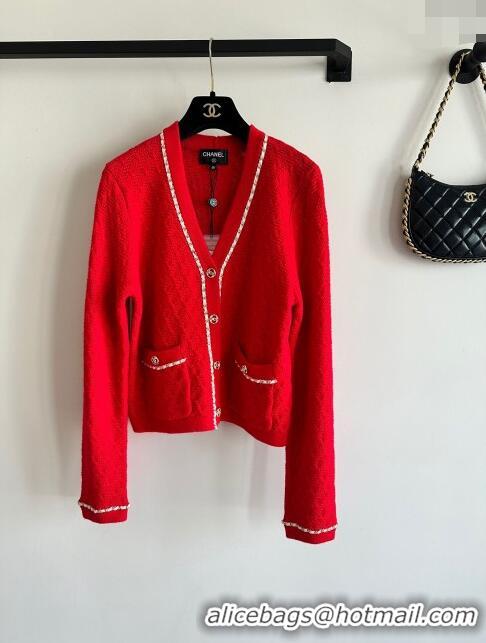 ​Top Design Chanel Cashmere Cardigan CH11005 Red 2024