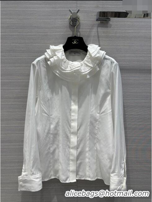 Most Popular Chanel Shirt CH11226 White 2024