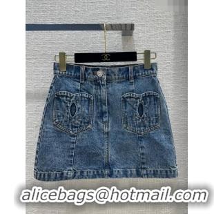 Affordable Price Chanel Coco Denim Skirt CH12213 Blue 2024