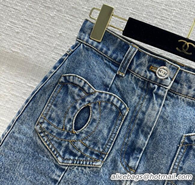 Affordable Price Chanel Coco Denim Skirt CH12213 Blue 2024