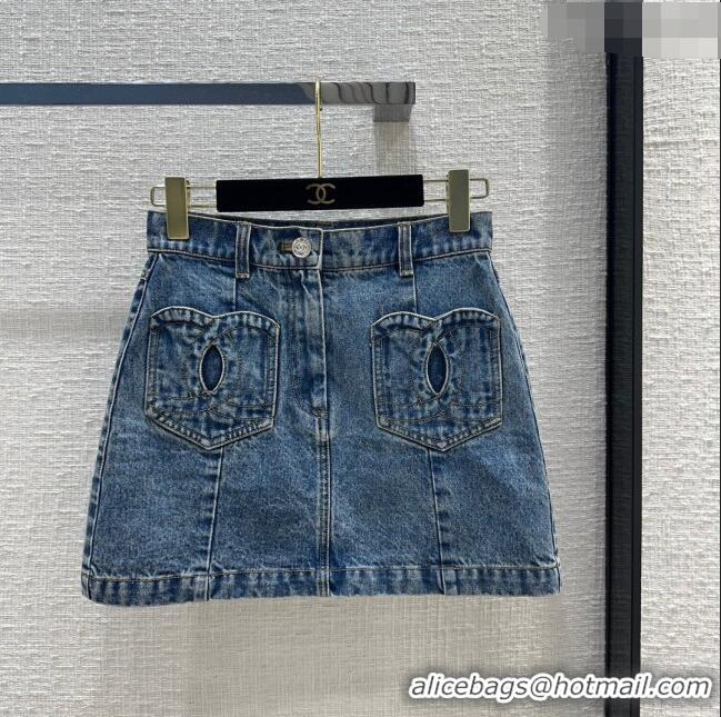 Affordable Price Chanel Coco Denim Skirt CH12213 Blue 2024