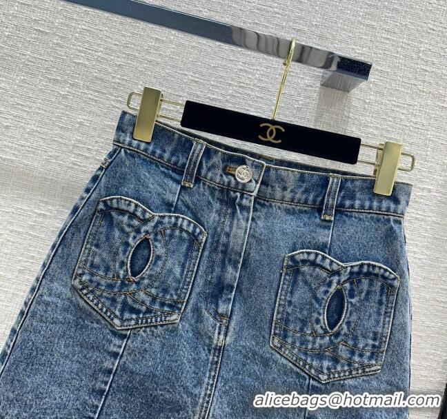 Affordable Price Chanel Coco Denim Skirt CH12213 Blue 2024