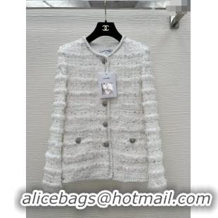 Luxury Cheap Chanel Tweed Jacket CH022312 White 2024